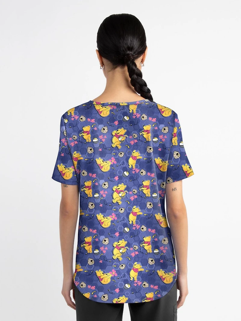 Scrubstar Fashion Collection Women’s Oh Hunny Print V-Neck Scrub Top, Sizes XS–3XL