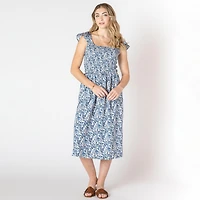 Devoted sleeveless midi dress with shoulder ruffle