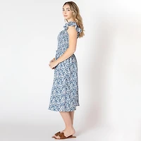 Devoted sleeveless midi dress with shoulder ruffle