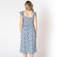 Devoted robe midi sans manches avec volants sur les épaules