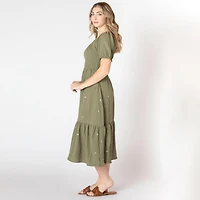 Devoted robe à manches courtes bouffantes