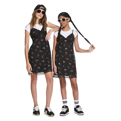 My Sister's Closet Girls' Two Piece All-Over Printed Mesh Mini Dress and Tee Set