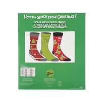 Dr. Seuss The Grinch Men’s Crew Socks In Collectible Gift Box, 3 Pack
