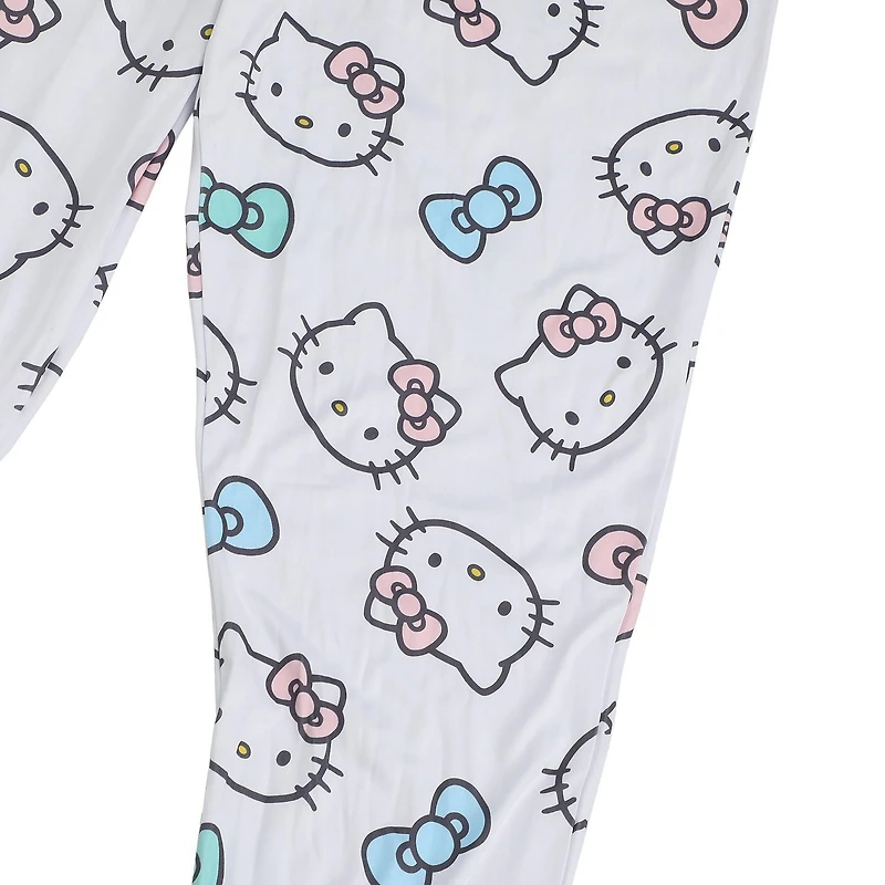 Ensemble de Pyjama Hello Kitty Pour Femmes | Haut à Manches Courtes et Bas de Pyjama Longs à Motifs de Chat - Exclusivité en Ligne