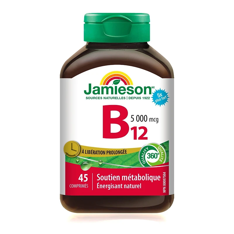 Jamieson comprimés vitamine B12 à libération prolongée, 5000 mcg, 45 comprimés