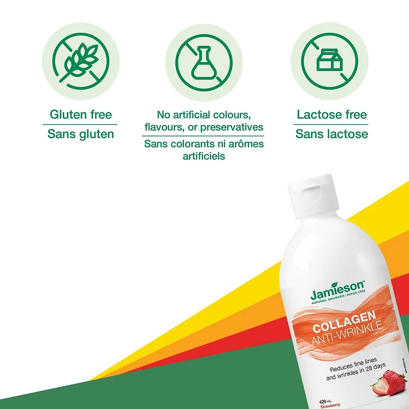 Jamieson liquide collagène anti-rides, 2500 mg, fraise, 420 ml