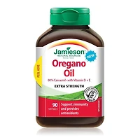 Jamieson gélules d'huile d'origan avec vitamine D et vitamine E, 180 mg, 90 gélules