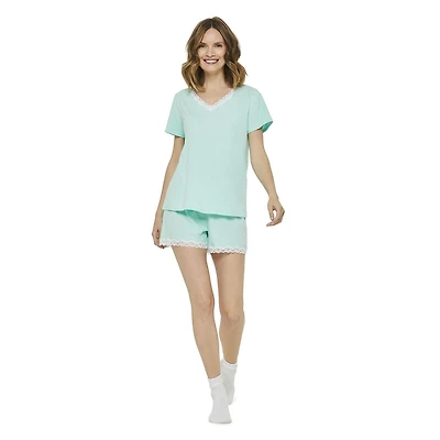 George Women's Lace Trimmed Boxer & Tee 2-Piece Sleep Set