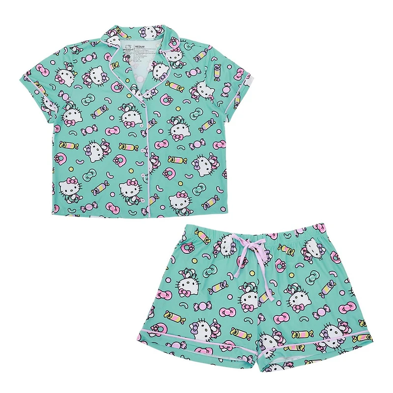 Ensemble de nuit pour femmes, chemise boutonnée et short Hello Kitty - Exclusivité en ligne
