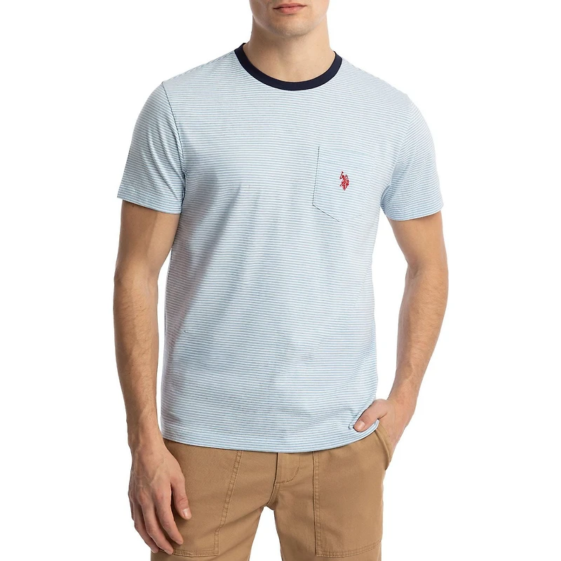 U.S. Polo Assn. T-Shirt Rayé à Manches Courtes Pour Hommes