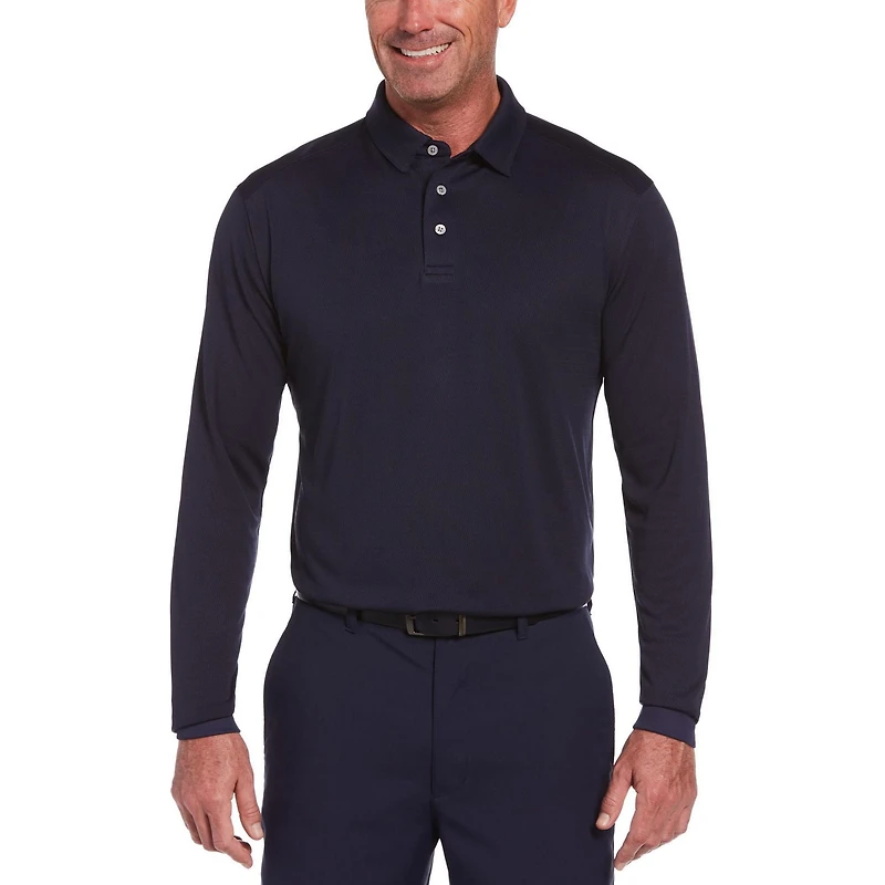 Polo en sergé texturé à manches longues Ben Hogan Performance pour hommes