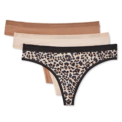 George Women's Basic Microfibre Thongs 3-Pack