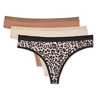 George Women's Basic Microfibre Thongs 3-Pack