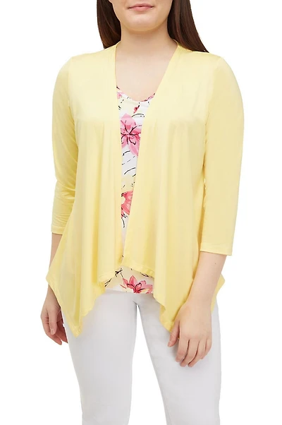 Alia Women's 3/4 Sleeve Crinkle Button Front Blouse