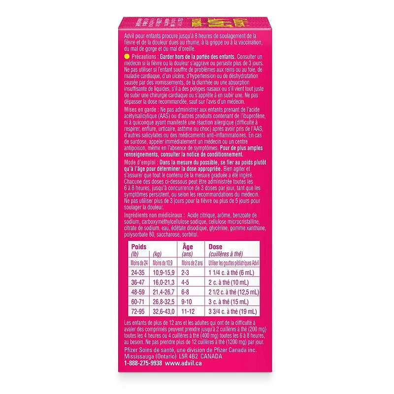 Children's Advil Dye Free Blue Raspberry Suspension 230 mL