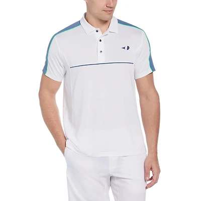Grand Slam Tennis Polo de tennis à manches courtes avec blocs de couleurs pour homme avec passepoil