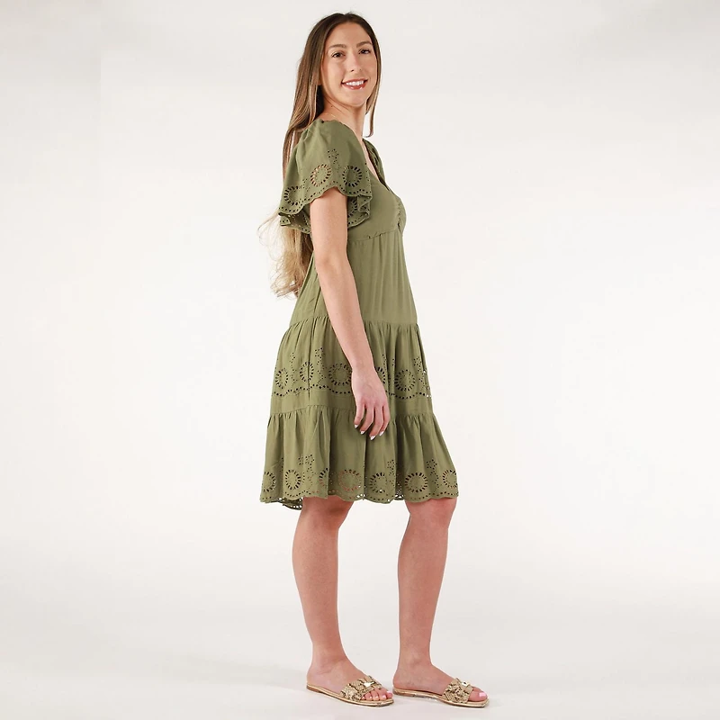 DV Mini robe à manches courtes en dentelle sweetheart