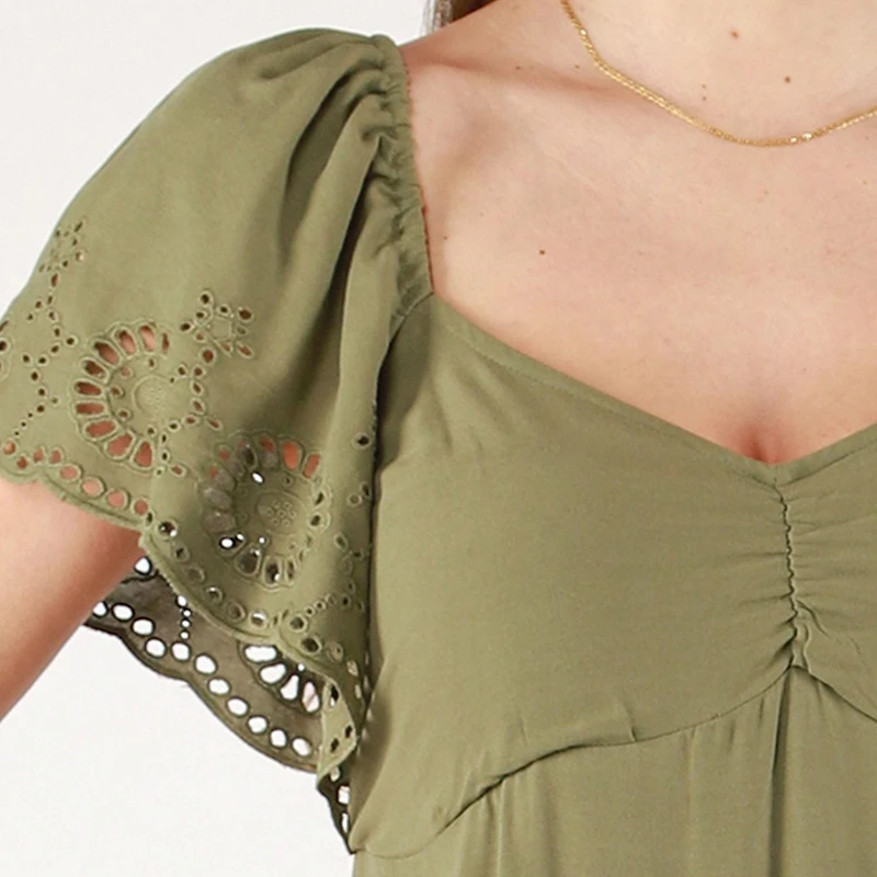 DV Mini robe à manches courtes en dentelle sweetheart