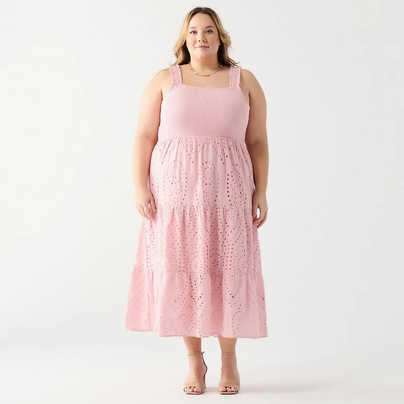 DV Smocked bodice lace eyelet maxi dress
