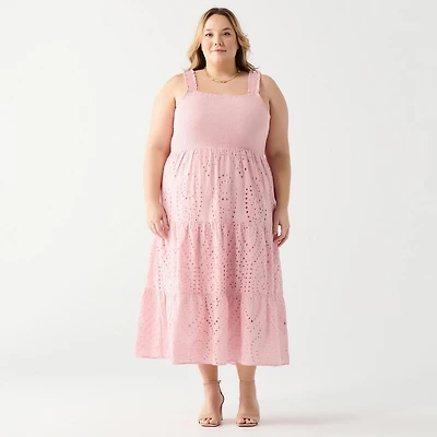 DV Smocked bodice lace eyelet maxi dress