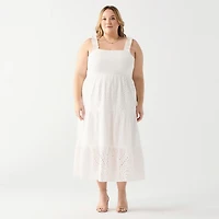DV Robe longue à corsage smocké en dentelle et œillets