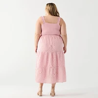 DV Smocked bodice lace eyelet maxi dress