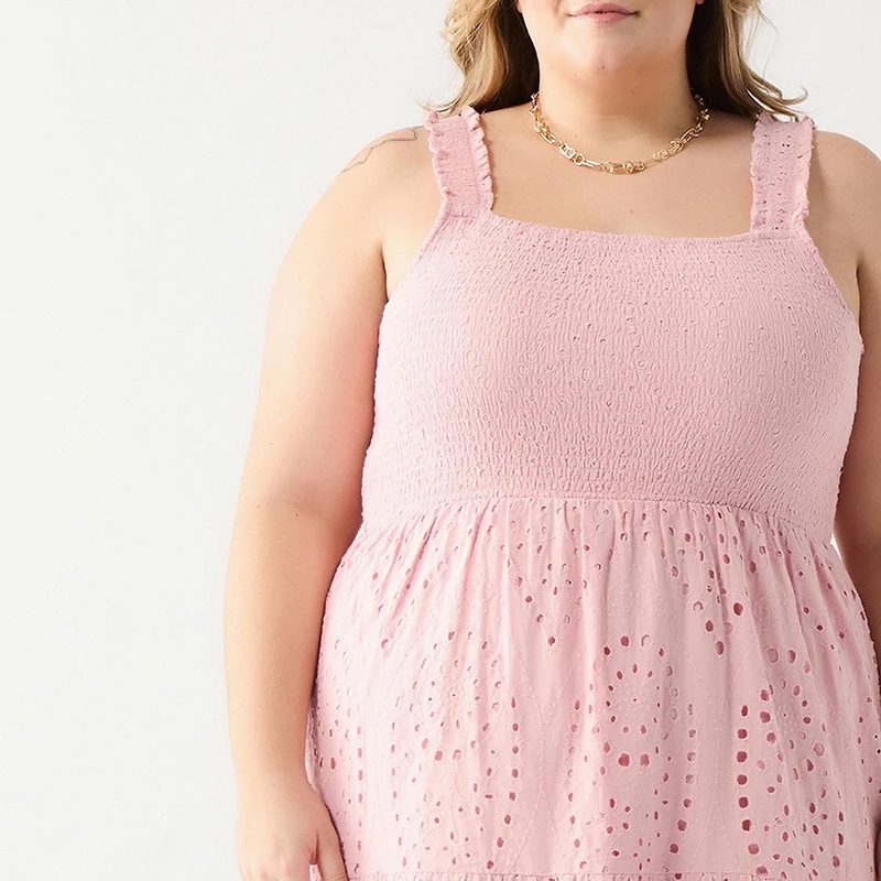 DV Smocked bodice lace eyelet maxi dress