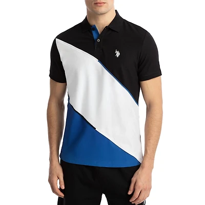 U.S. Polo Assn. Men's Color Block Performance Pique Polo Shirt