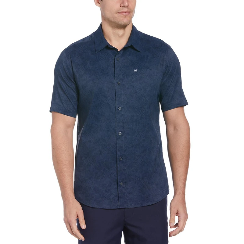 BH Chemise tissée boutonnée à imprimé tropical pour homme