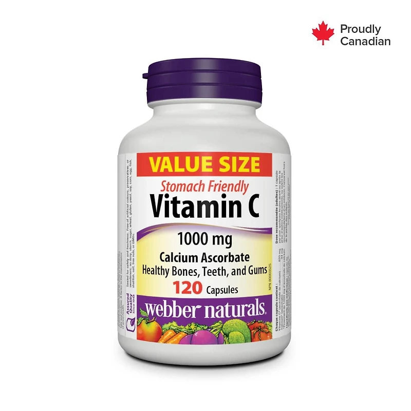 Webber Naturals®, Vitamin C Calcium Ascorbate, 1000 mg, Supports a Healthy Immune System, 120 Capsules