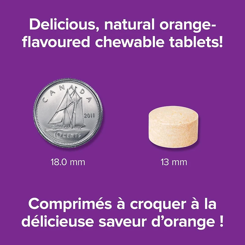 Webber Naturals®, Vitamine C à croquer, Orange naturelle, 500 mg 300 comprimés à croquer