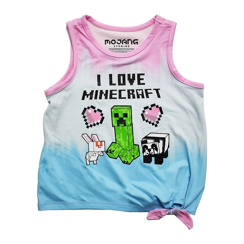 Girls Minecraft Love Friends Front Tie Tank Top