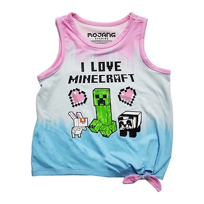 Girls Minecraft Love Friends Front Tie Tank Top