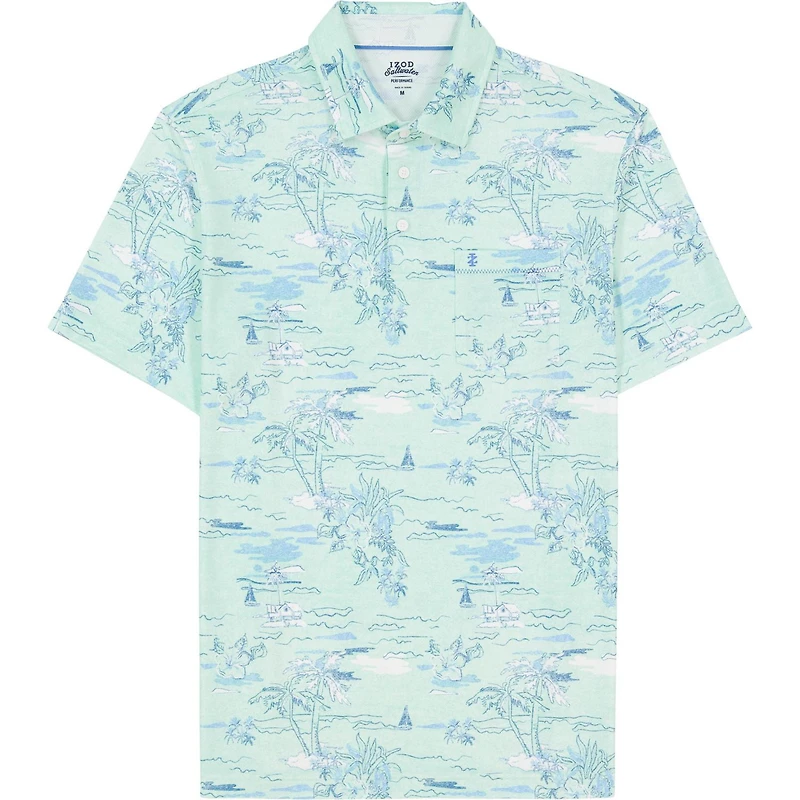 IZOD MENS SHORT SLEEVE PRINT POLO
