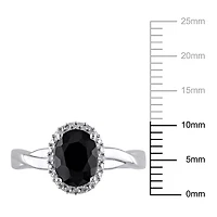 Asteria 1.60 Carat T.G.W. Black Sapphire and Diamond-Accent Sterling Silver Cross-Over Halo Ring