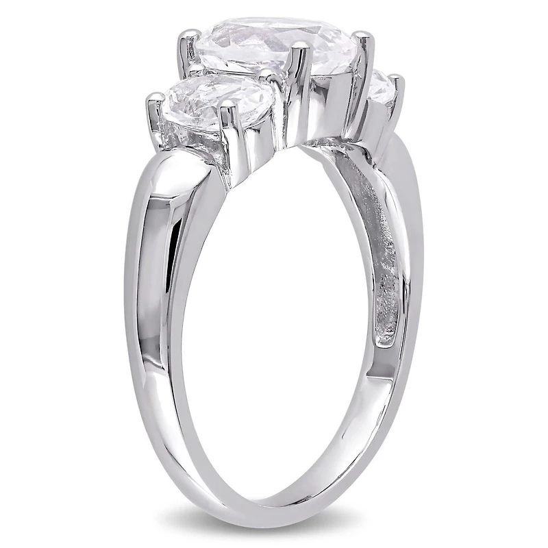 Miabella 3.50 Carat T.G.W. Created White Sapphire Sterling Silver Three-Stone Ring