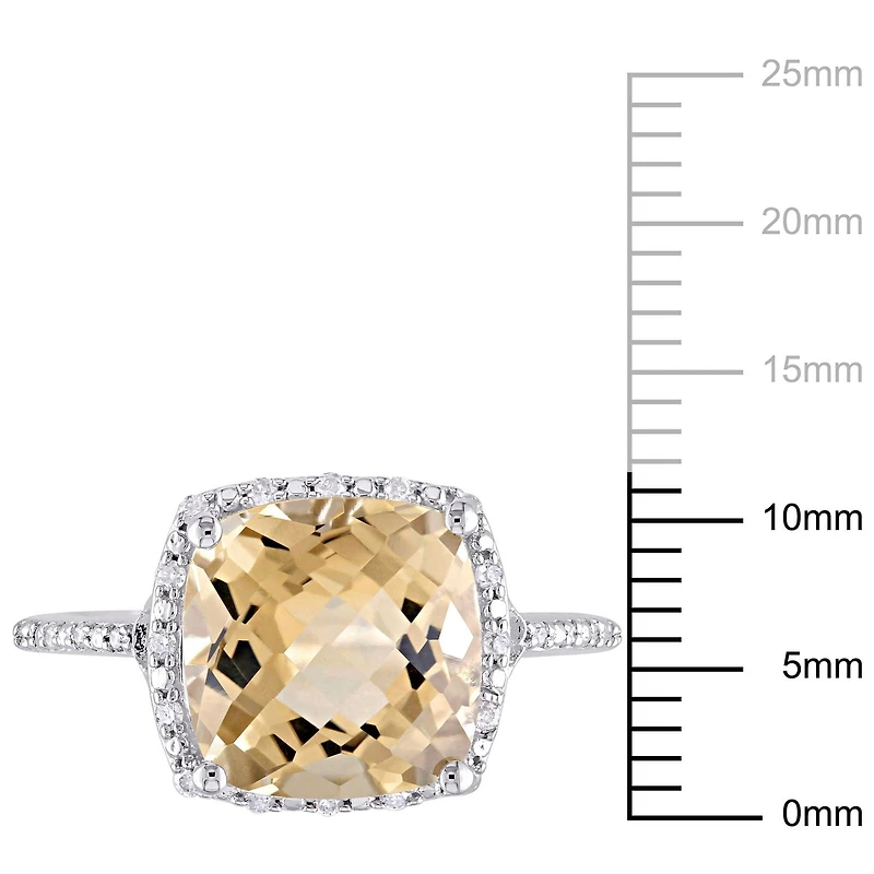 Bague cocktail de forme auréole Tangelo avec citrine 4 CT PBT et accents de diamants, en argent sterling