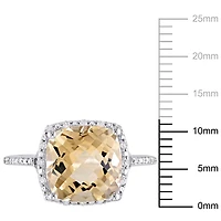 Bague cocktail de forme auréole Tangelo avec citrine 4 CT PBT et accents de diamants, en argent sterling