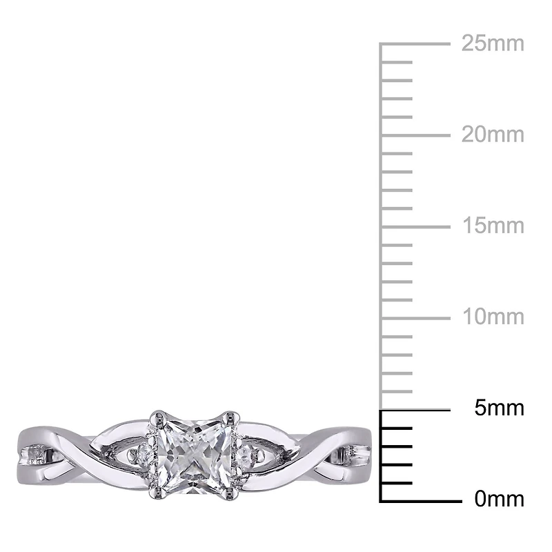 Miabella 0.38 Carat T.G.W. Created White Sapphire And Diamond Accent Sterling Silver Cross-Over Promise Ring