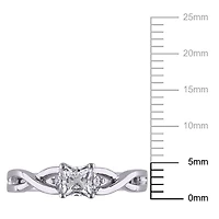 Miabella 0.38 Carat T.G.W. Created White Sapphire And Diamond Accent Sterling Silver Cross-Over Promise Ring