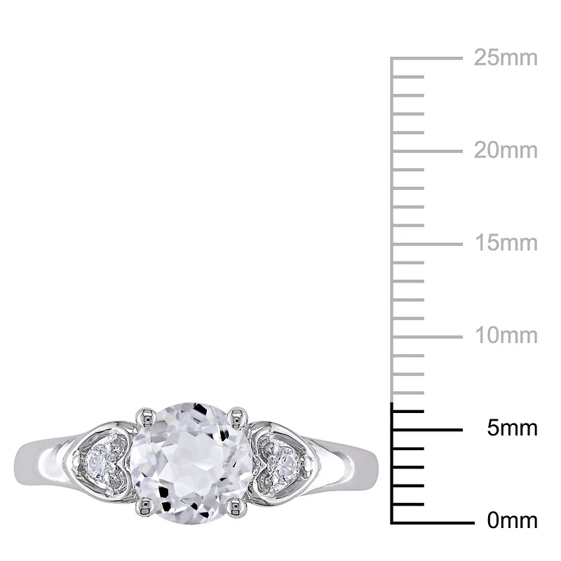 Miabella 1.25 Carat T.G.W White Topaz and Diamond-Accent 10 K White Gold Engagement Ring