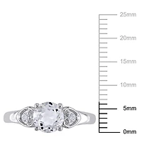 Miabella 1.25 Carat T.G.W White Topaz and Diamond-Accent 10 K White Gold Engagement Ring