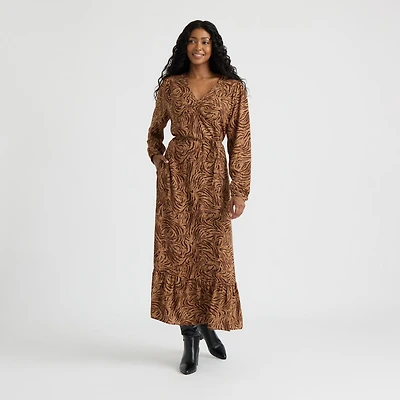 Mexx Women’s Long Sleeve V-Neck Tiered Dress
