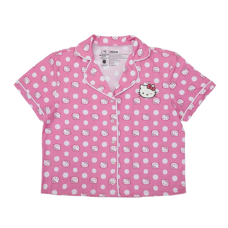 Ensemble Chemise Et Short Boutonnés Hello Kitty Rose Pour Femme - Exclusivité en ligne