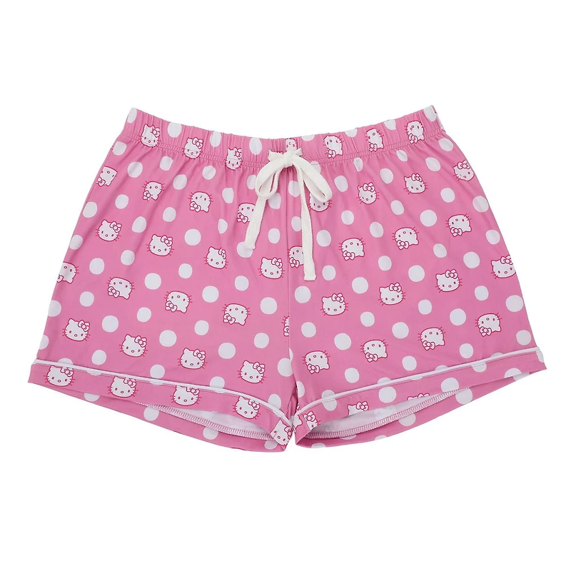 Women's Hello Kitty Pink  Button-Up Shirt & Shorts Sleep Set - Online Exclusive