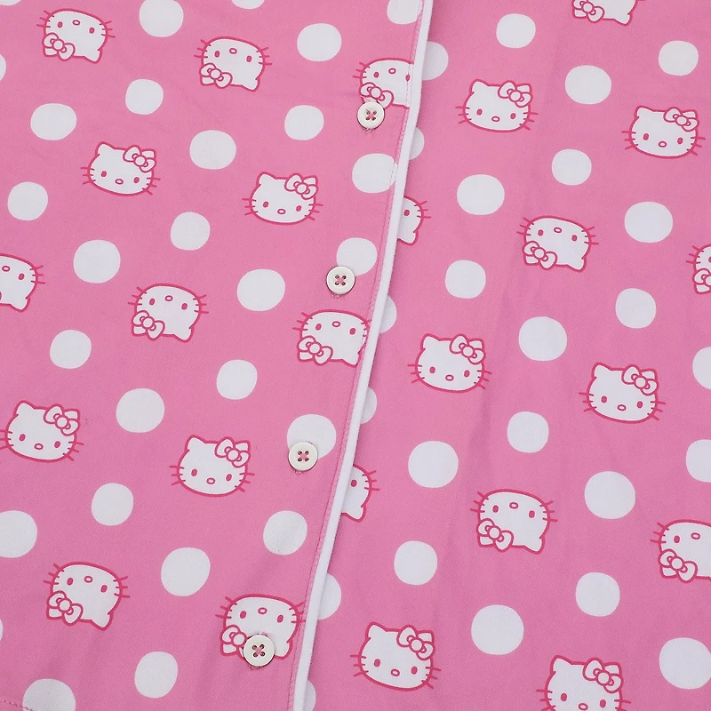 Women's Hello Kitty Pink  Button-Up Shirt & Shorts Sleep Set - Online Exclusive
