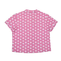 Women's Hello Kitty Pink  Button-Up Shirt & Shorts Sleep Set - Online Exclusive