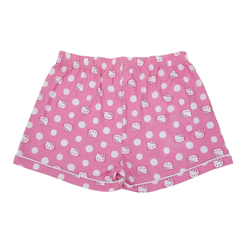 Women's Hello Kitty Pink Button-Up Shirt & Shorts Sleep Set - Online Exclusive