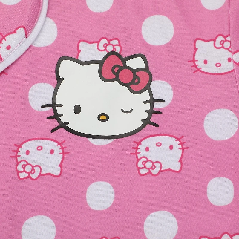 Women's Hello Kitty Pink Button-Up Shirt & Shorts Sleep Set - Online Exclusive