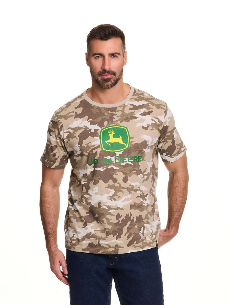 John Deere Men’s Camo Printed Logo Graphic Short Sleeve Tee